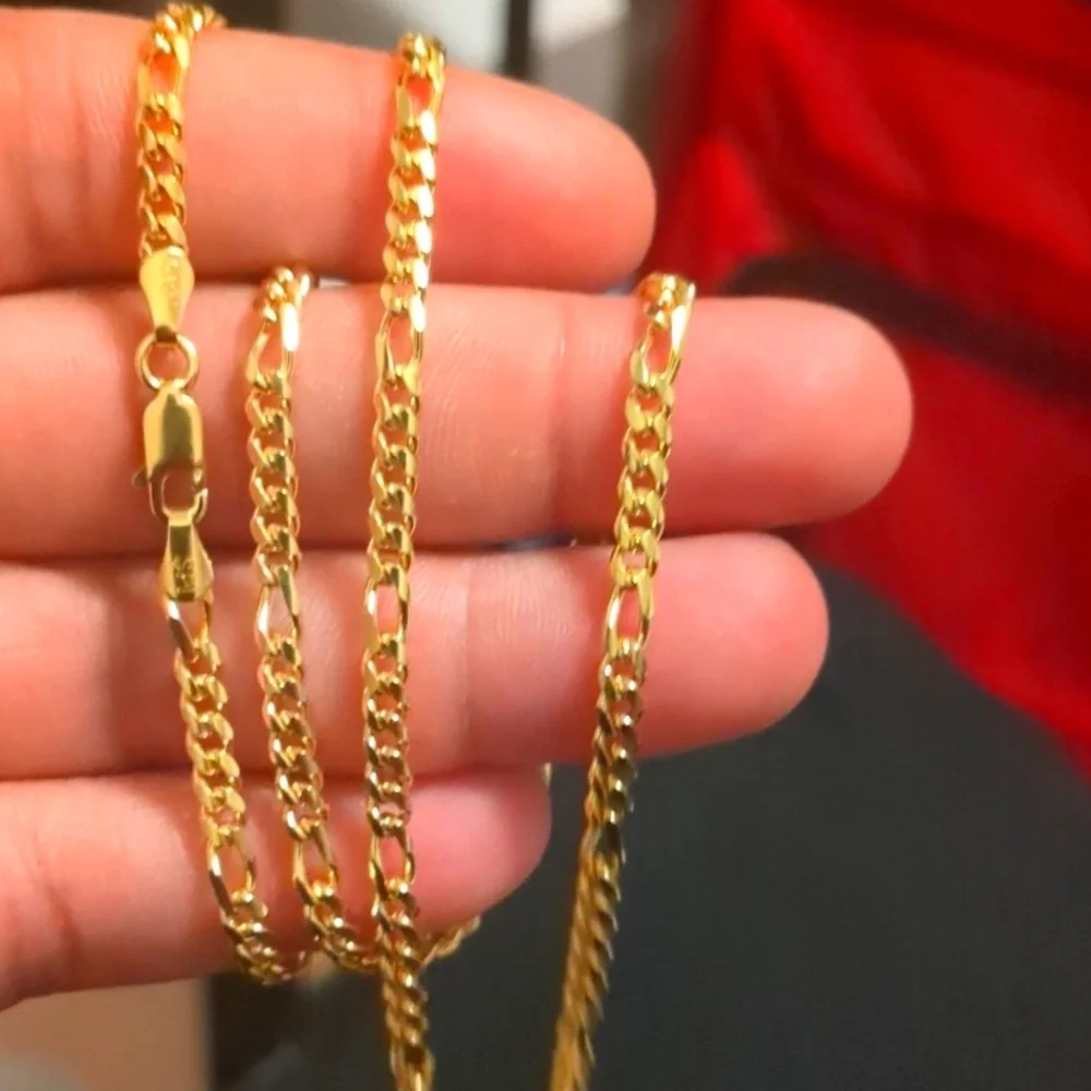 Sterling Silver Gold finish Miami Curb 3.3mm 20
